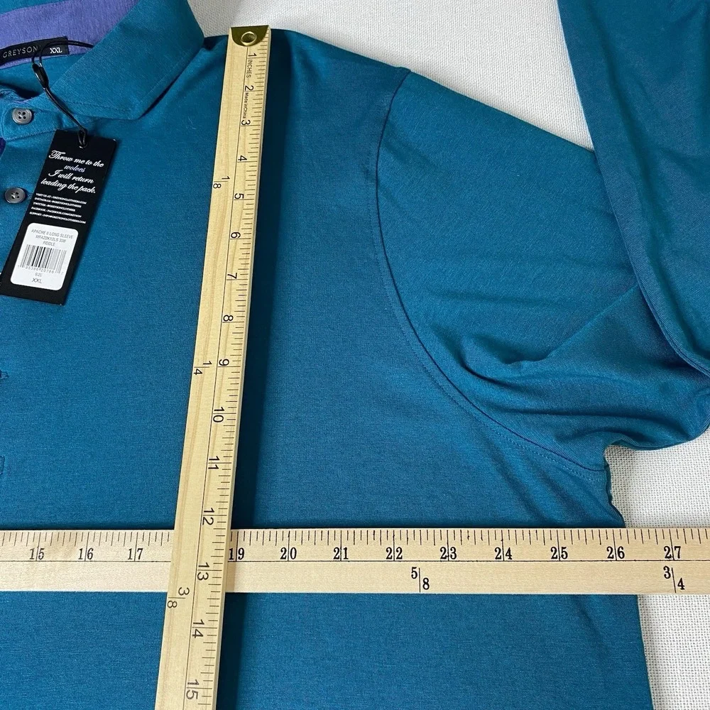 Greyson Apache II Long Sleeve‎ polo Shirt Men's XXL Fiddle Teal Green
